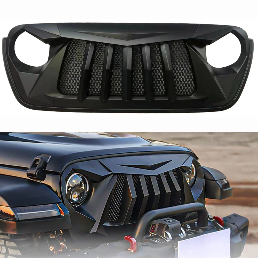 Фото Решетка радиатора Lantsun JL1239 для Jeep Wrangler JL2018+, 1 шт., черная №2