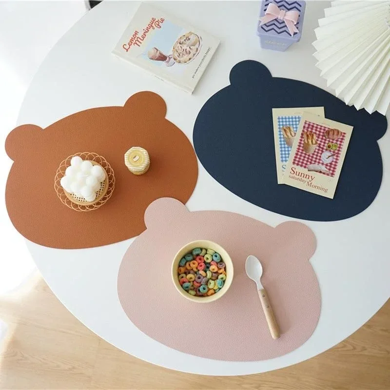 Детские салфетки с милым медведем нескользящая двусторонняя кожаная подставка