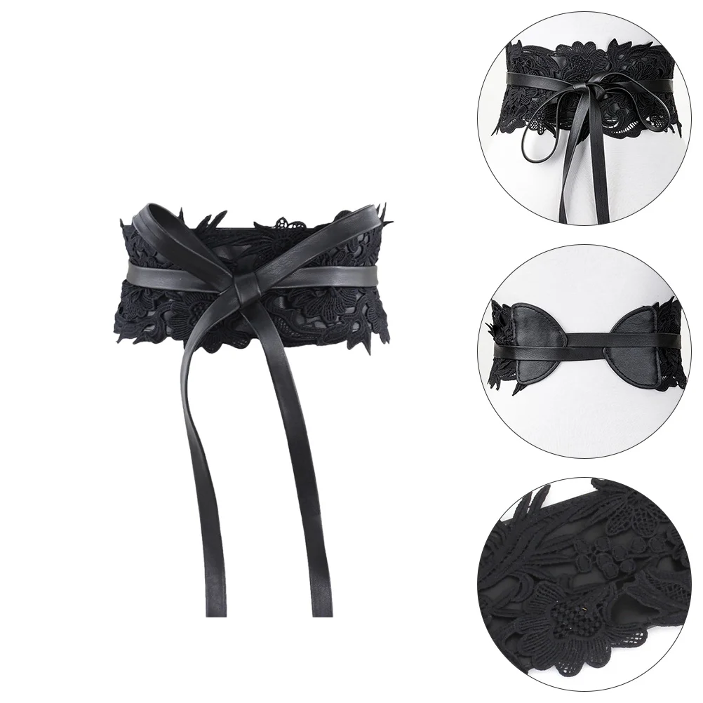 

Fashionable Versatile Lace Wide Belt Bride Corset Black Wedding Bridal Pu Dress