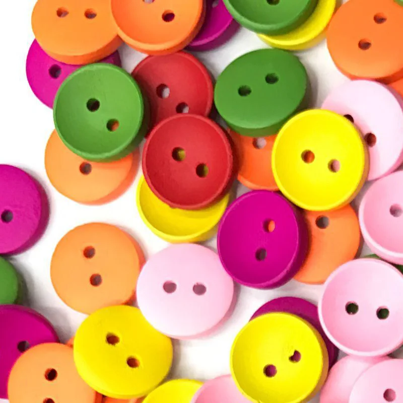 

50PCS 10-25MM Multi Sizes Round Wood Button Mixed 2-Holes Wooden Buttons for Crafts Clothing Scrapbooking DIY Sewing Accessories