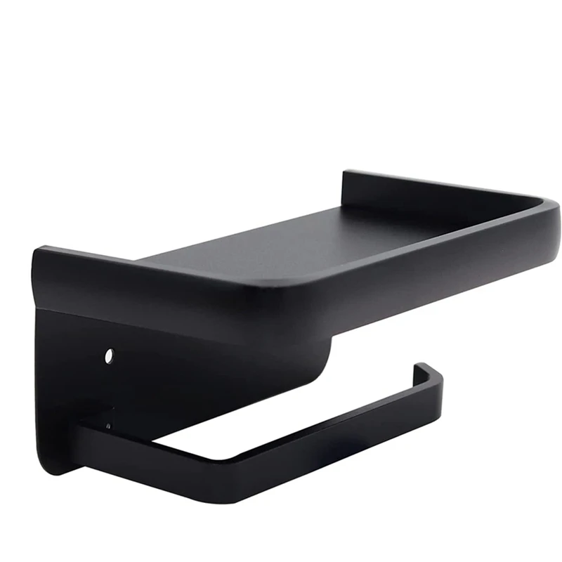 

Toilet Paper Holder With Shelf, Matte Black Toilet Paper Holder Wall Mount, Bathroom Adhesive Toilet Paper Holders