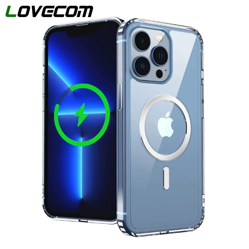 

Роскошный Магнитный чехол с беспроводной зарядкой для iPhone 14 13 12 11 Pro Max Mini XR X XS Max 7 8 Plus, противоударный прозрачный мягкий чехол