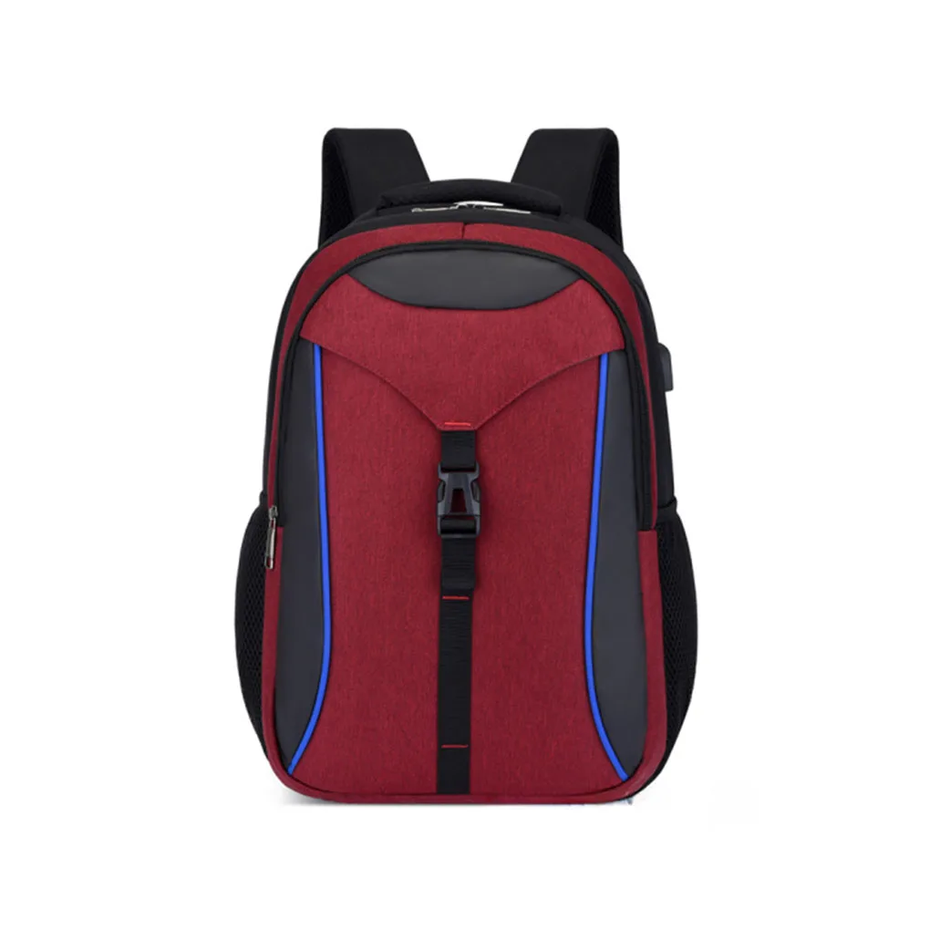 

Male Backpack USB Charger College School Work Laptop Storage Shoulder Bag Travel Hiking Casual Water Bottle Pouch