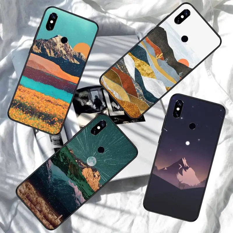 

Aesthetic art mountain scenery Phone Case For Xiaomi Redmi note 7 8 9 11 i t s 10 A poco f3 x3 pro lite funda shell coque cover