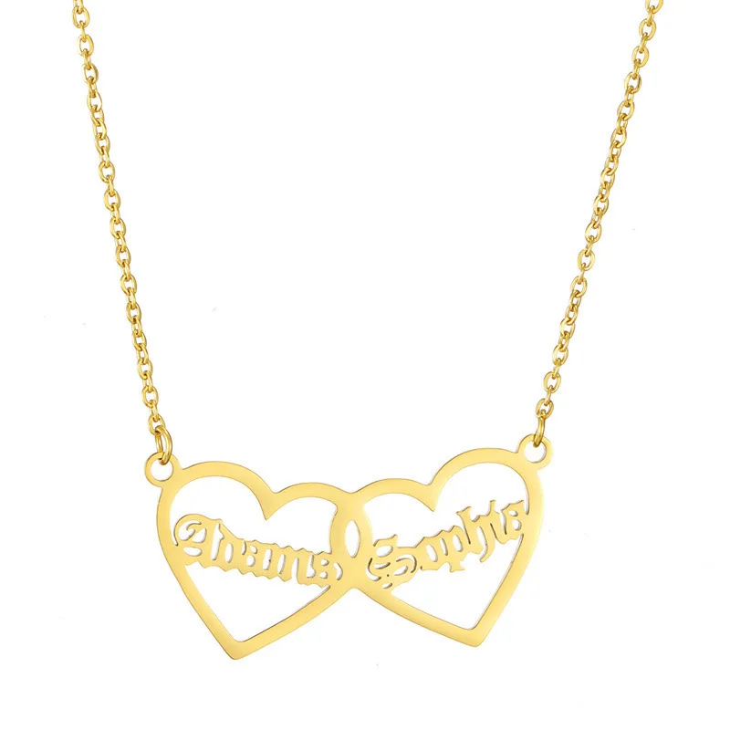 Индивидуальное ожерелье из нержавеющей стали с именем на заказ двумя