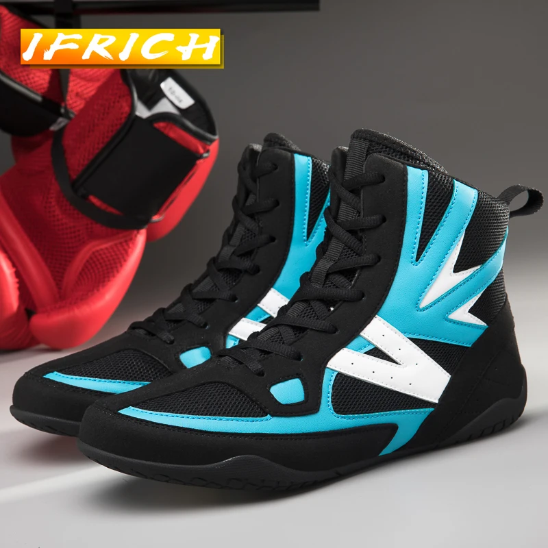 

Best Selling Boxing Shoes for Unisex Black Gray Mens Womens Fighting Shoes High Top Boxing Sport Shoe Non-Slip Wrestling Boots