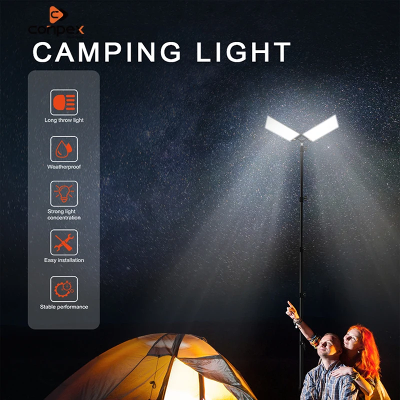 12V Camping Flood Light Led Portable Lantern Outdoor Waterproof Telescopic Spotlights With Tripod For Garden Lighting Night fish