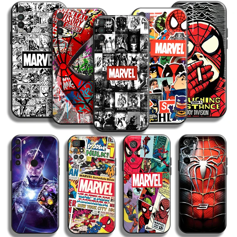 

Marvel Avengers Phone Case For Xiaomi Redmi Note 11 11S 11T 10 10S 9 9S Pro 5G Redmi 10 9 9A 9T 9C Carcasa Soft Funda TPU Black