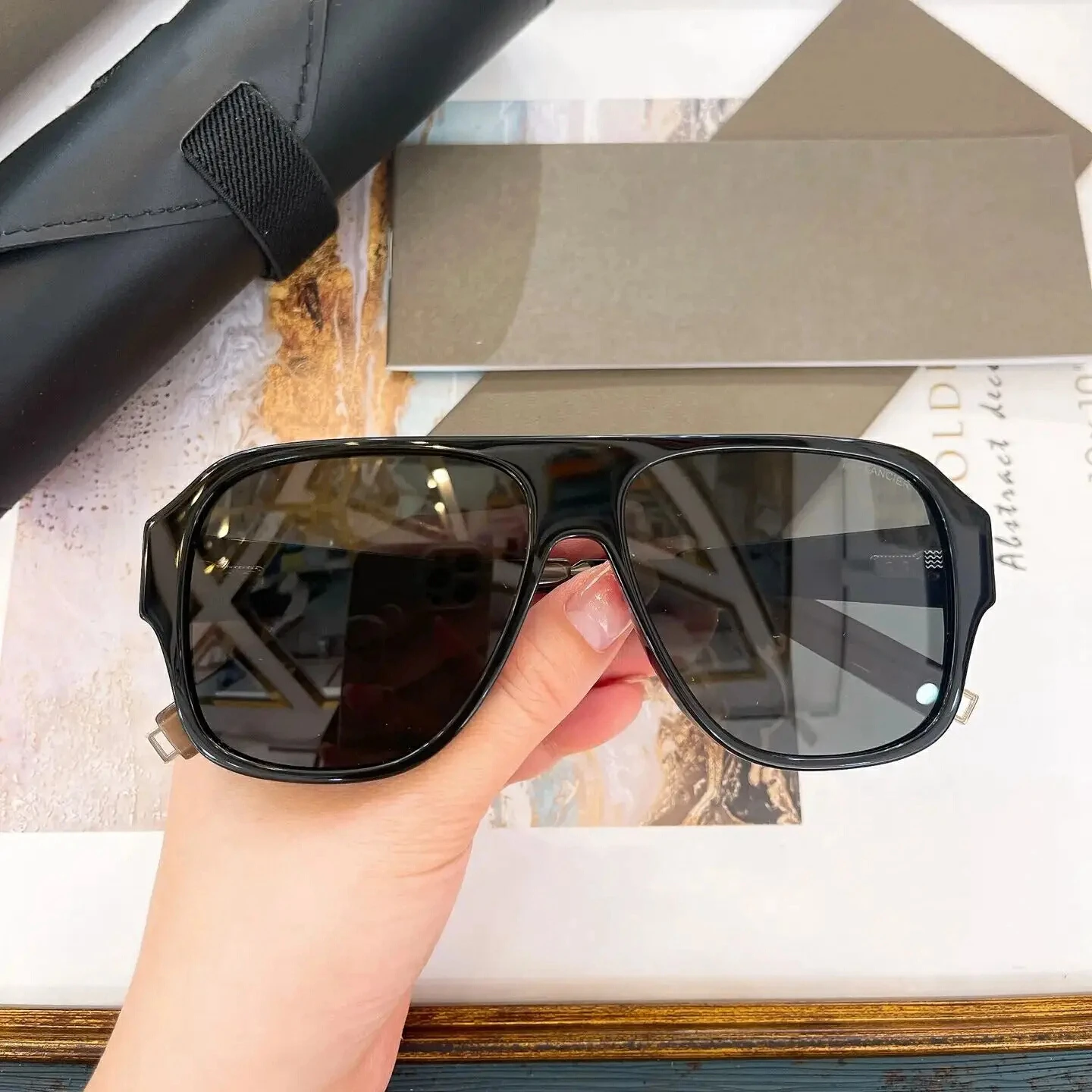 Классические мужские солнцезащитные очки в винтажном деловом стиле с черной