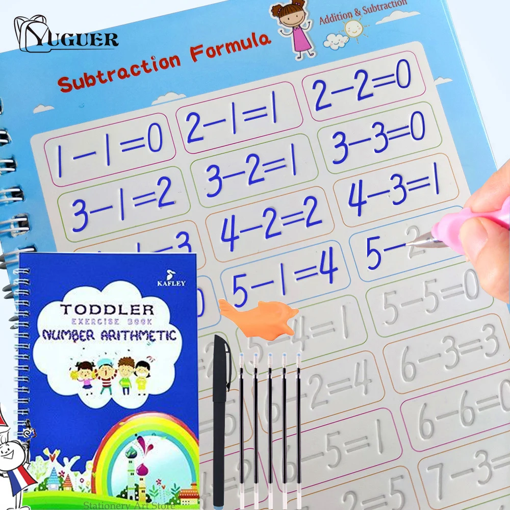 

Reusable Copybook Learning Math English 3D Calligraphy Book Drawing Numbers 0-100 Education for Kids Letter Practice Toy Gifts