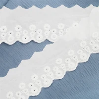 5 yards 7cm width white cotton lace trims for costume dress trimmings ribbon applique strip diy sewing lace fabric