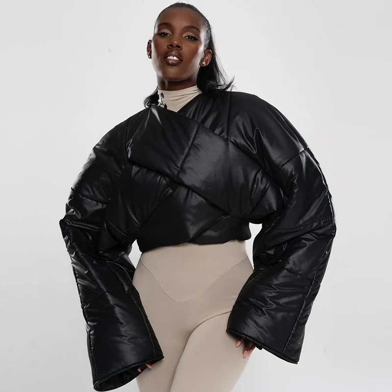 Autumn Winter New Women's Fashion Round Collar Thick Short Cotton Jacket