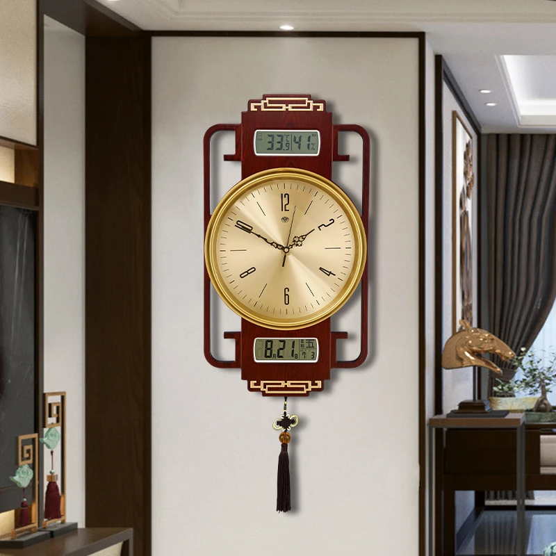 

Chinese Wooden Wall Clock Modern Living Room Decoration Art Luxury Large Silent Digital Wall Clock Mechanism Saat Free Shipping