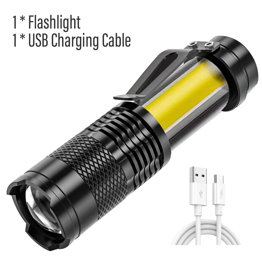 

Мини-перезаряжаемый Светодиодный Фонарик С Боковым Освещением XPE + COB Beads Телеобъектив С Зумом Ручной Фонарик С Регулируе...