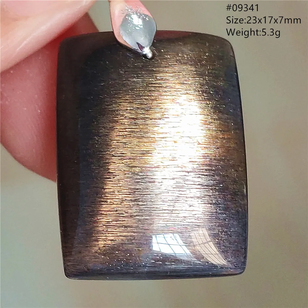 Подвеска из натурального черного лунного камня оранжевого цвета женская