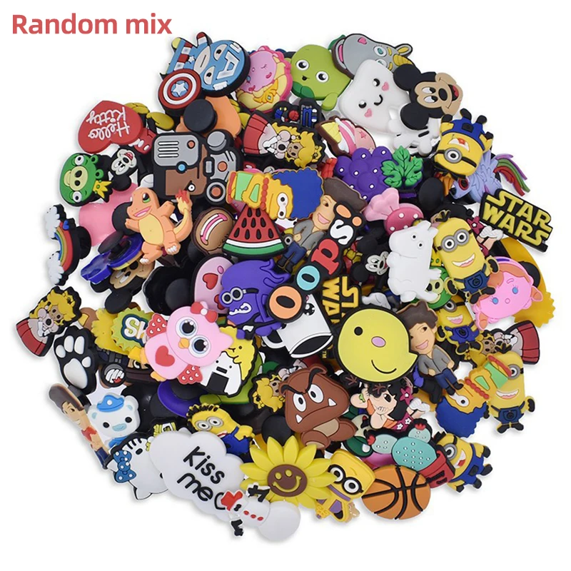 Hot Random 100Pcs Flowers Little Cute White Sun Flower Diy Croc PVC Sandals Shoe Charms Clog Shoes Accessories Decorations Gift