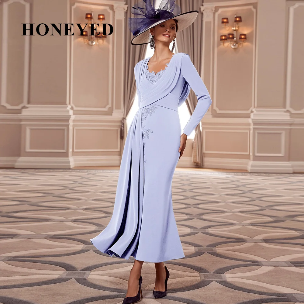 

Платье для матери с длинным рукавом Honeyed, элегантное платье-Русалка длиной до щиколотки для гостей свадьбы, свадебное платье, элегантное платье для гостей