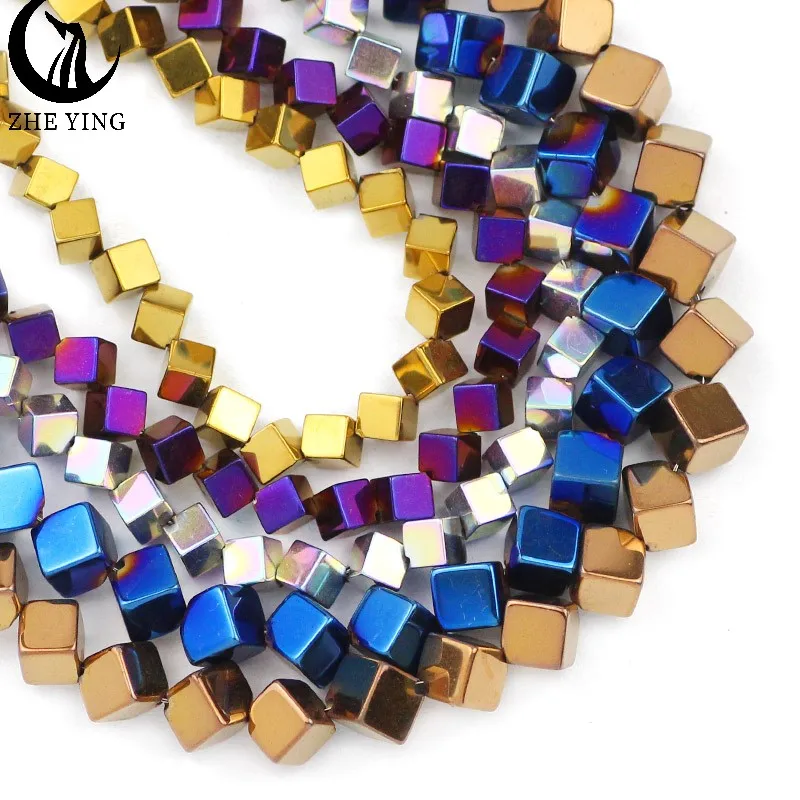 

Zhe Ying 4/6mm Square Cube Hematite Natural Stone Spacer Loose Spacer Beads for Bracelet Necklace Jewelry Accessories