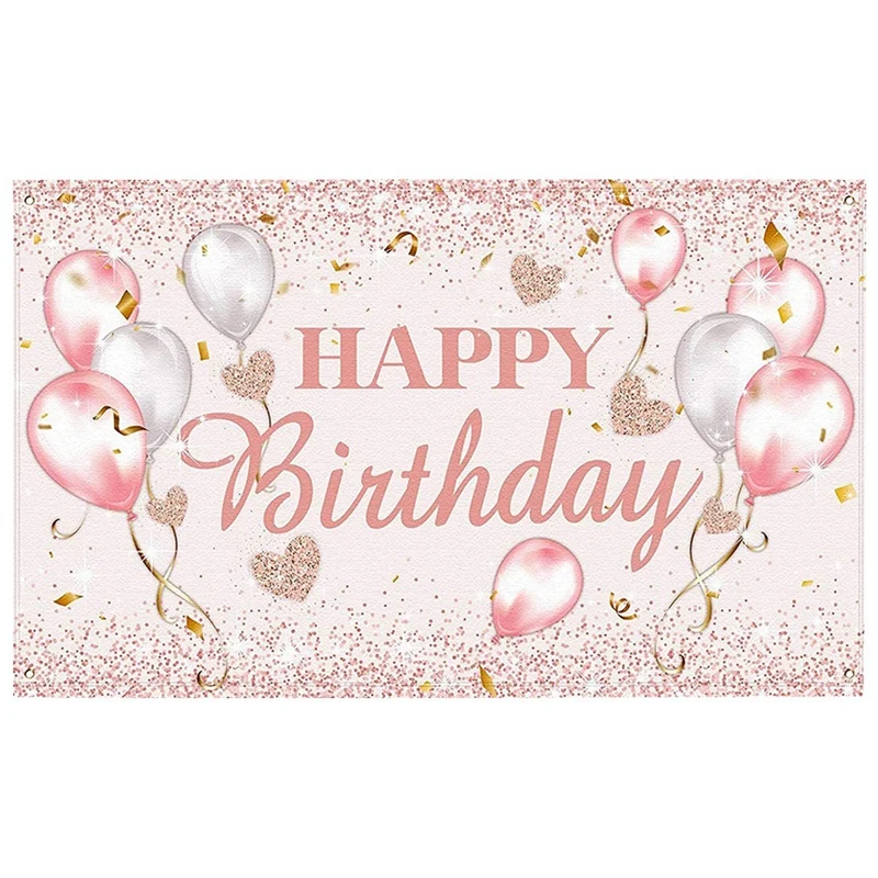 

Birthday Party Decorations Pink Party Background Happy Birthday Banner Party Decoration Background (180X110cm)