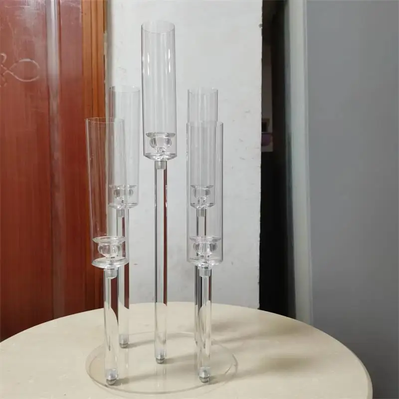 Wedding Center Crystal 5 Arm Candle Holder For Party And Marriage Decoratio