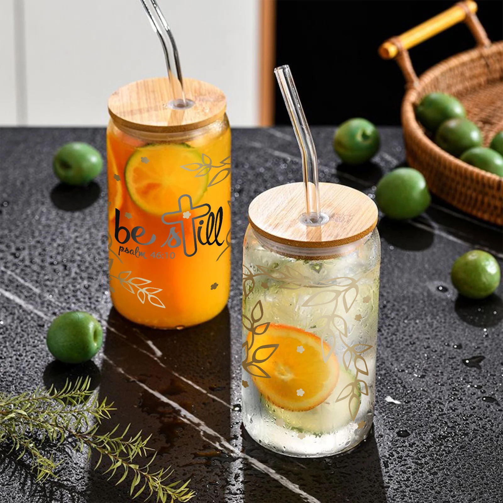 16 унций художественная буква полый лист узор 3D печать Сублимационное стекло