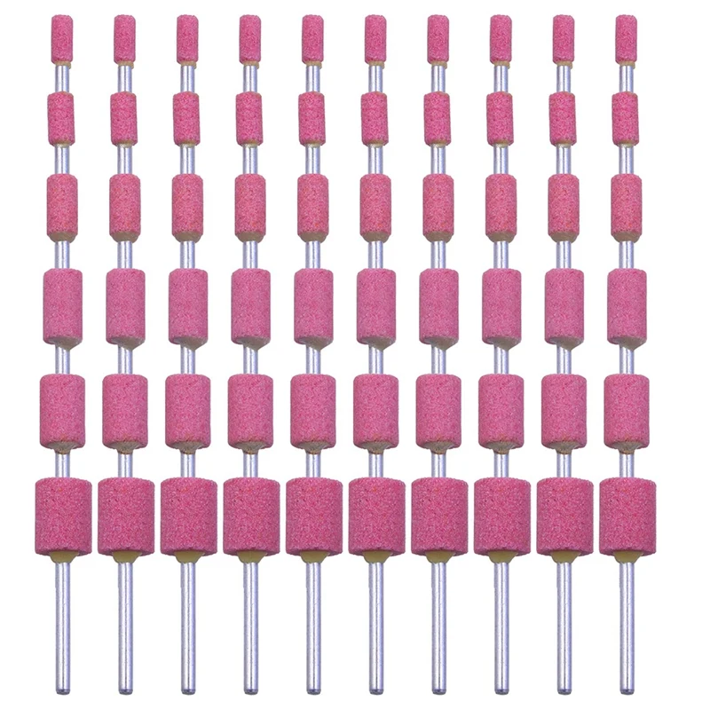 

60 Pack Grinding Stone Set 1/8 Inch Shank, Sanding Drill Bit (12/10/8/6/5/4Mm Cylinder Shape) For Rotary Tool