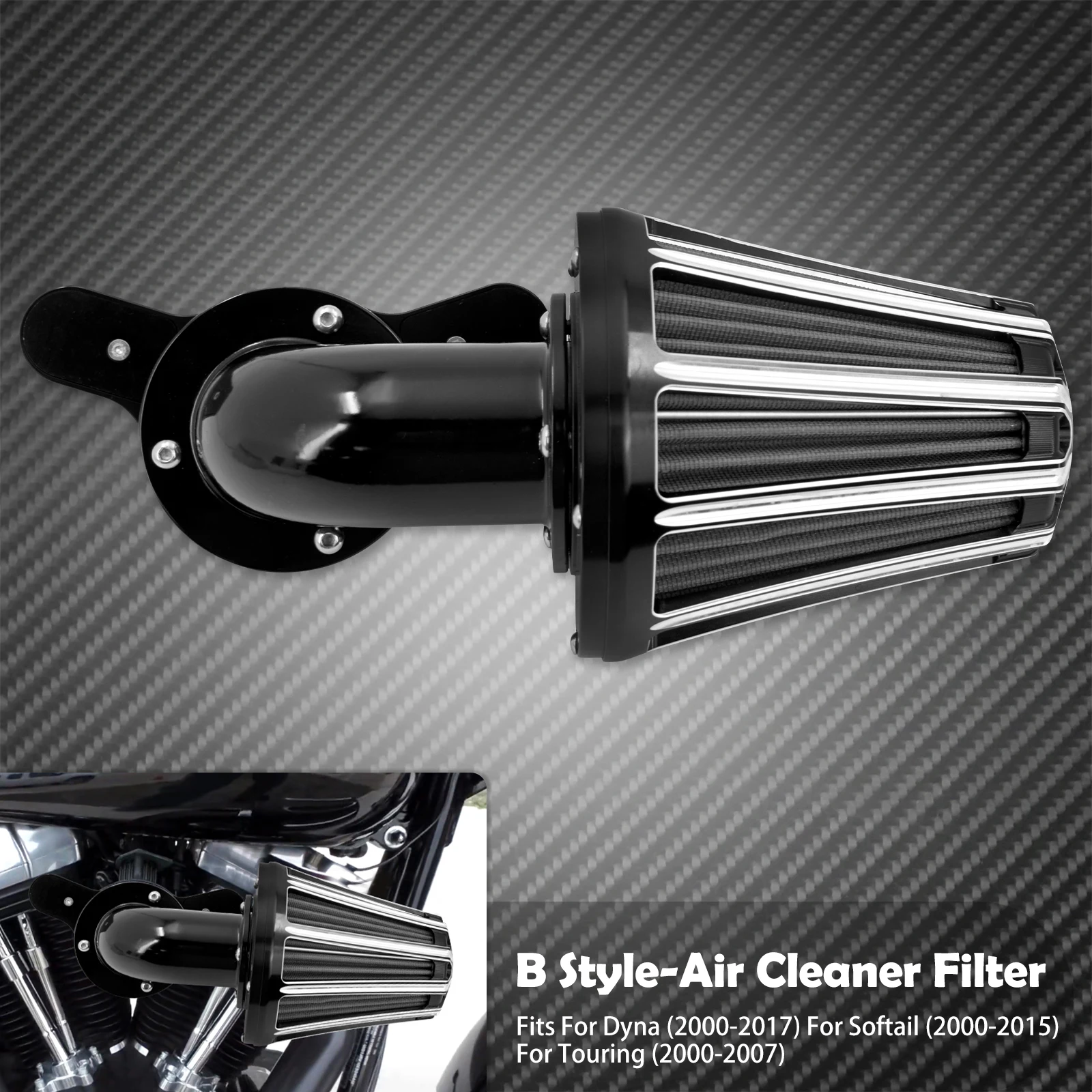 

Комплект впускного фильтра воздухоочистителя мотоцикла, черный для Harley Touring Street Road Glide Sportster XL883 1200 72 48 Dyna Softail Slim