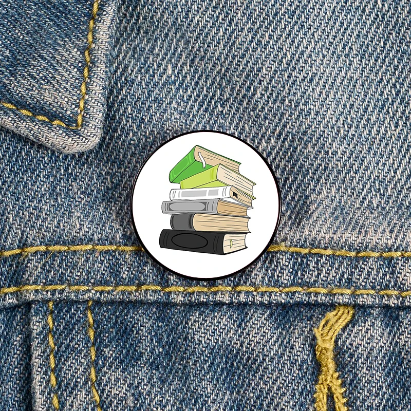 

Aro Pride Book Stack Pin Custom Brooches Shirt Lapel teacher tote Bag backpacks Badge Cartoon gift brooches pins for women