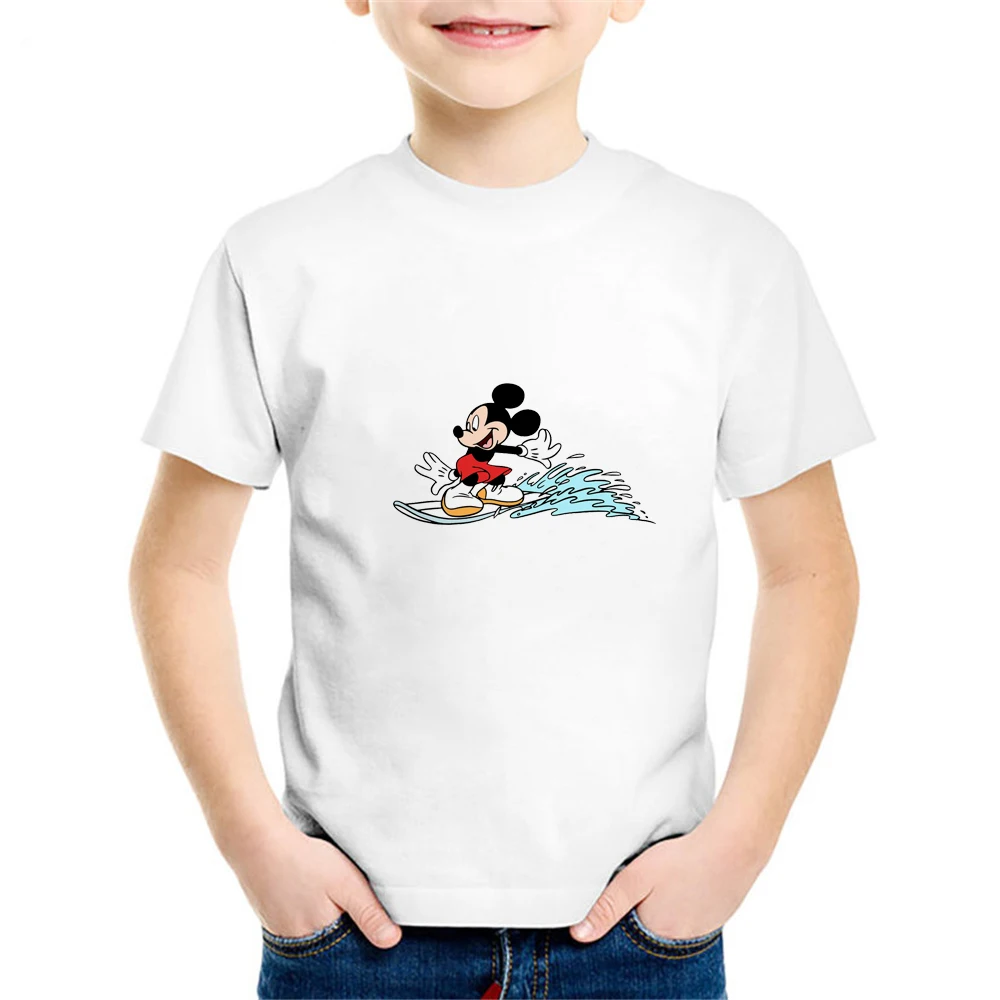 

Disney Baby T-shirts Mickey Cartoon Kid Casual Summer White Tshirt Base Children Short Sleeve Soft Unisex Loose Streetwear