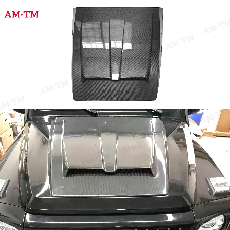 Фото Для Mercedes-Benz G-класса W463 G500 G55 G63 G350 1997-2016: Комплект обвеса из карбона для переднего бампера, крышки двигателя и капота с вентиляционными отверстиями №1