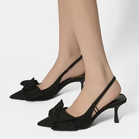 black pumps high heels sandals 2022 spring summer womens stiletto toe pointed toe mules sexy butterfly knot mid heel shoes lady