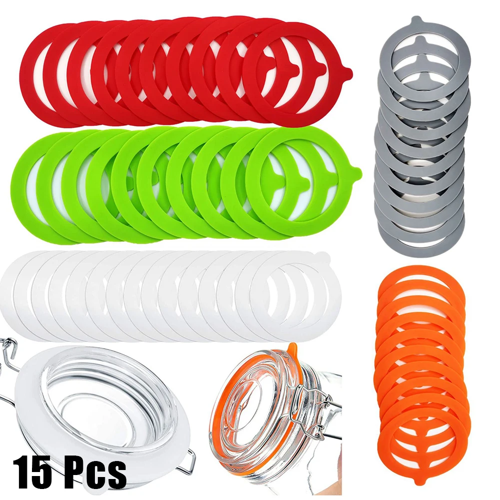 

15pcs Silicone Jar Gaskets Food Storege Jars Replacement Airtight Leak-Proof Rubber Seals Rings Fits Regular Mouth Canning Jars