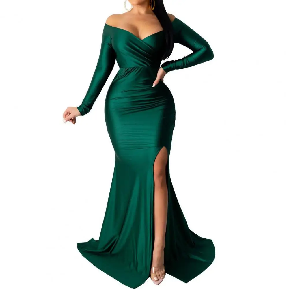 

Женское облегающее платье с открытыми плечами, красное вечерние нее платье-футляр с V-образным вырезом и эффектом ягодиц, размер xxl, лето 2022