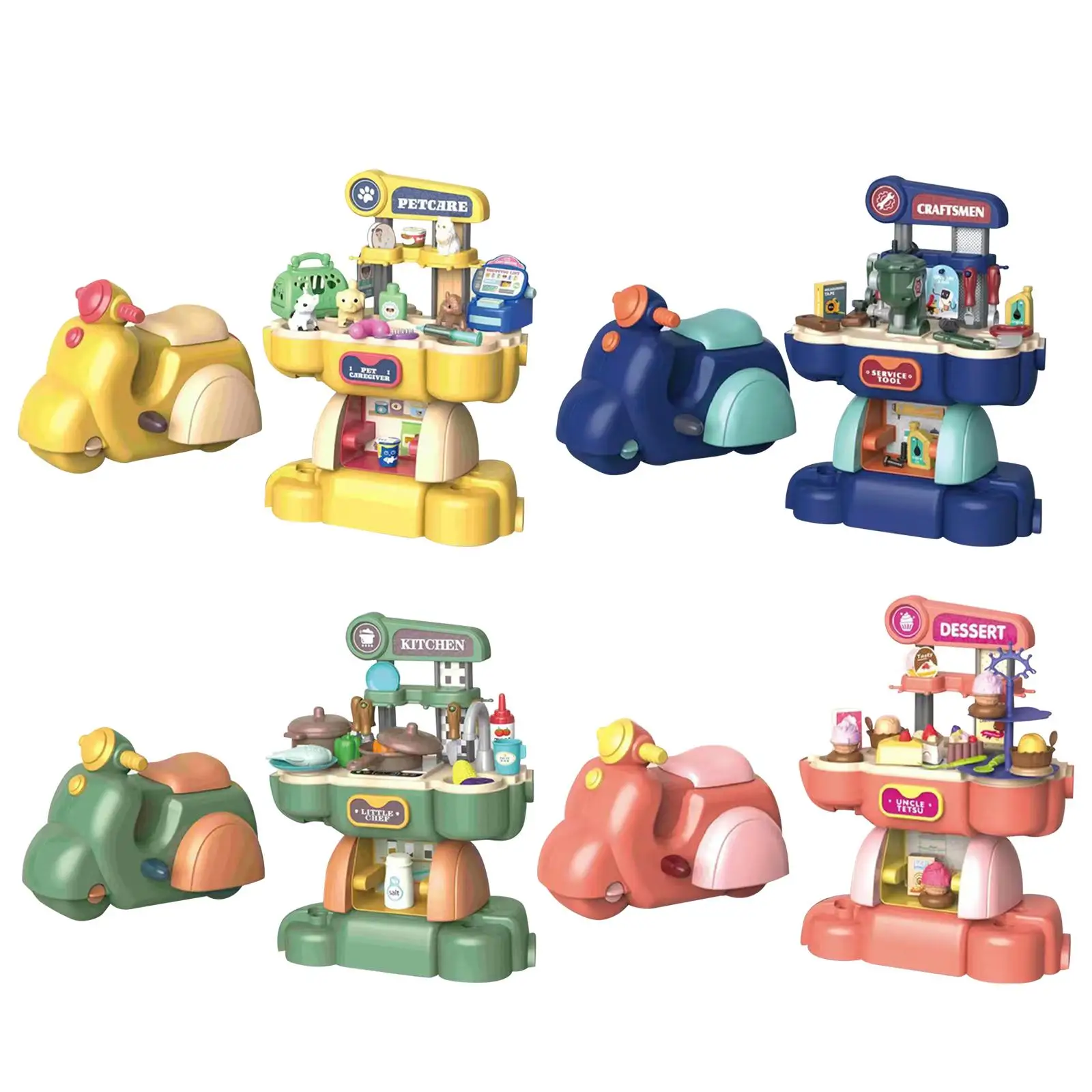 

2in1 play House Toy Simulation Play Motorcycle tea time toy house Toys Pretend Role Play Set for Birthday Gift Early Educational