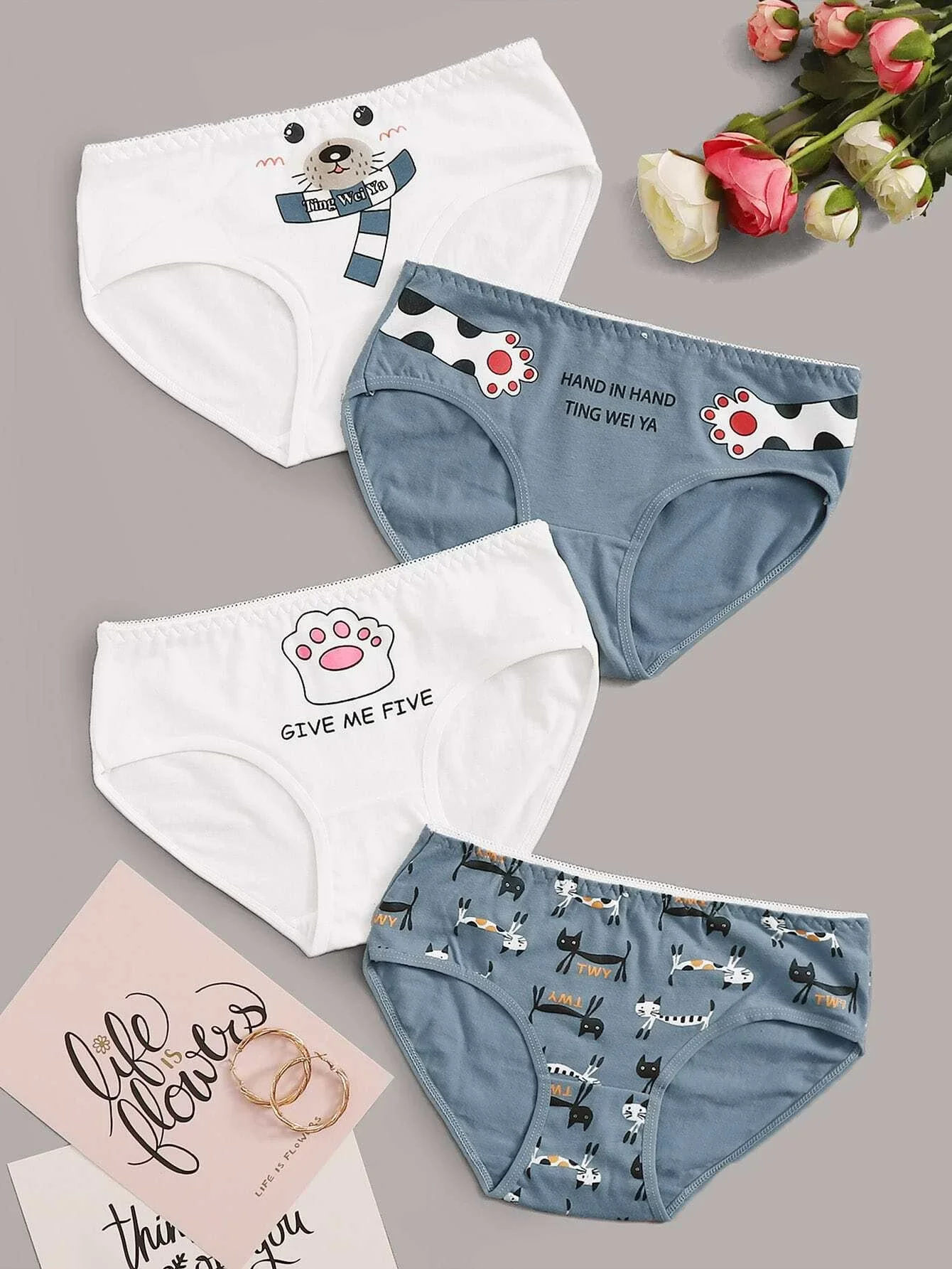 

4pack Cartoon Graphic Panty Set