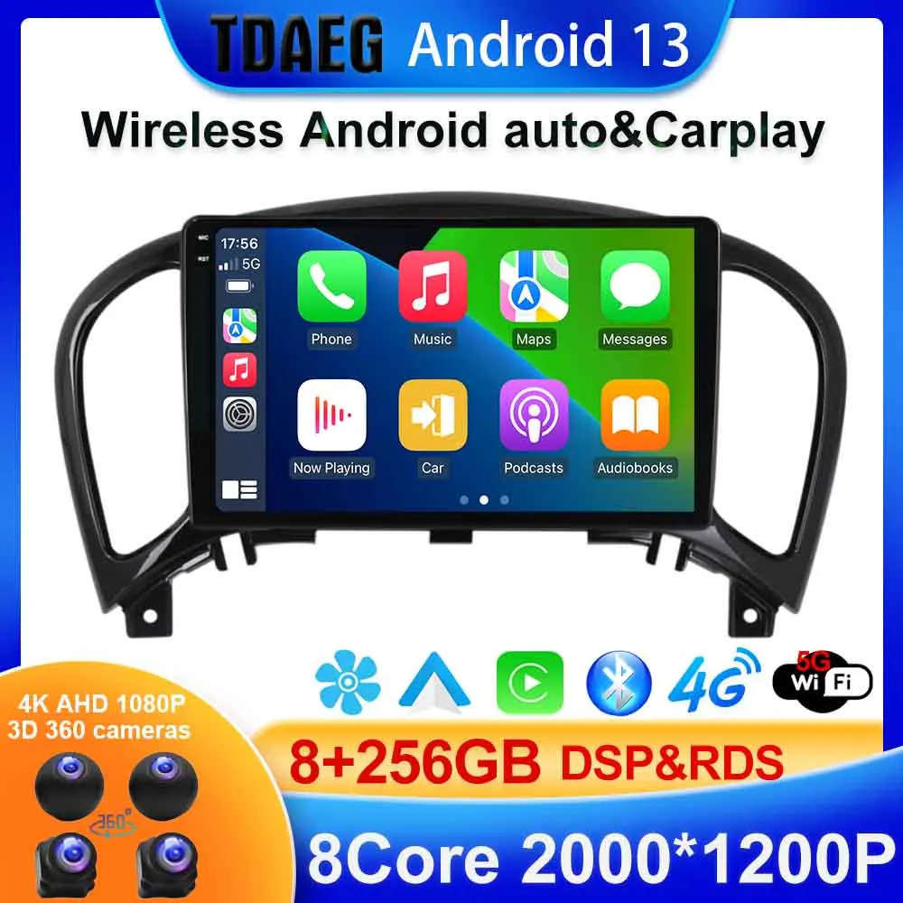 

Автомобильный радиоприемник 8 + 256G Android 13, видеомультимедийный плеер для Nissan Juke 2010-2014, навигация GPS, беспроводное автомобильное головное устройство Carplay