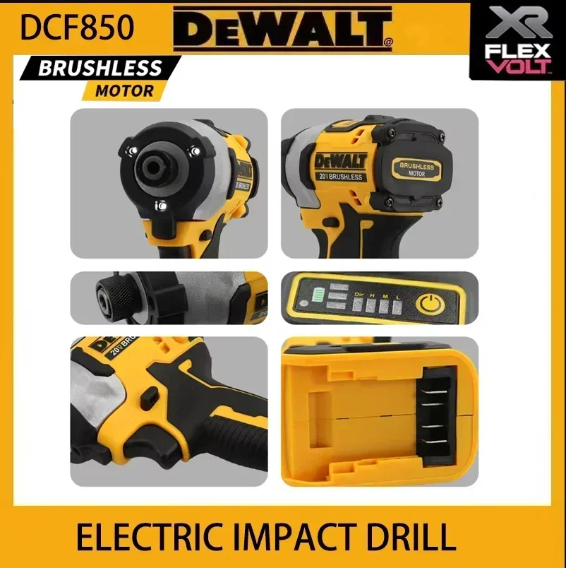 Фото DEWALT DCF850 205N. Электрическая отвертка M, скорость без нагрузки: 0–3250 об/мин, бесщеточная аккумуляторная, сверхмощная, мощный крутящий момент, №4