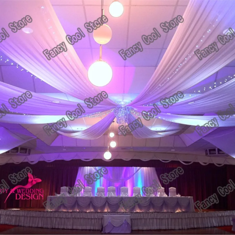 

10 шт./лот Свадебная драпировка 0,7 м * 12 красочная Прозрачная Шелковая драпировка для потолка для свадебной вечеринки декоративная драпировк...