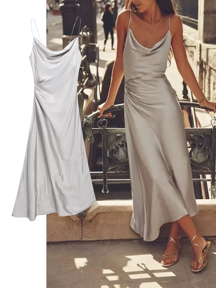 

Платье-комбинация Летнее Длинное с рюшами и открытой спиной