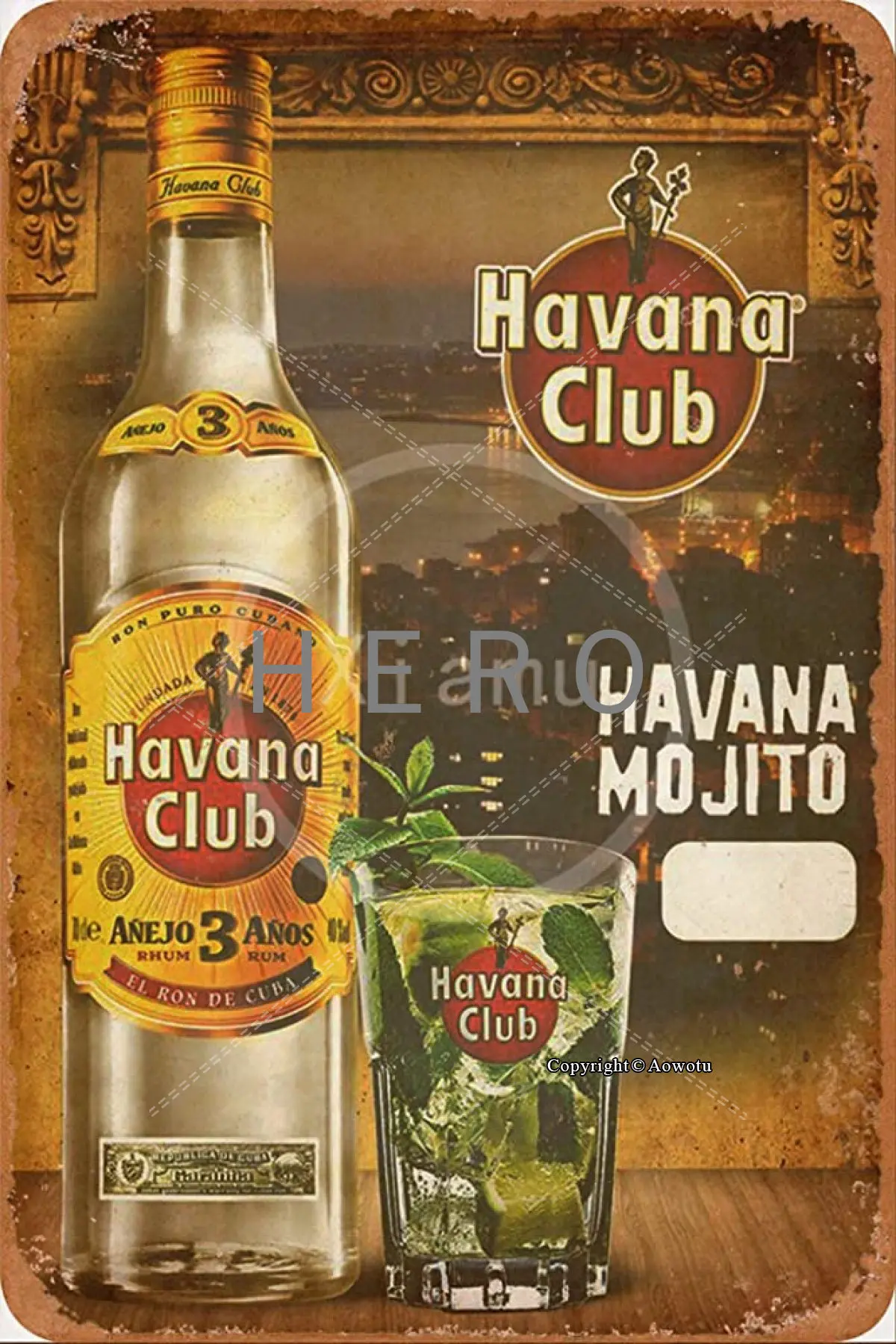 

Havana Club Vintage Tin Sign Art Iron Painting Rusty Poster Decoration Aluminum plaque