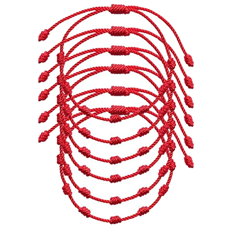 

6pcs/set Handmade 7 Knots Red String Bracelet for Lover Protection Lucky Amulet and Friendship Braid Rope Wristband Jewelry Gift