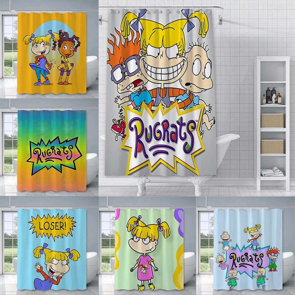 Забавная душевая занавеска R-Rugrats Водонепроницаемые Яркие шторы для ванной