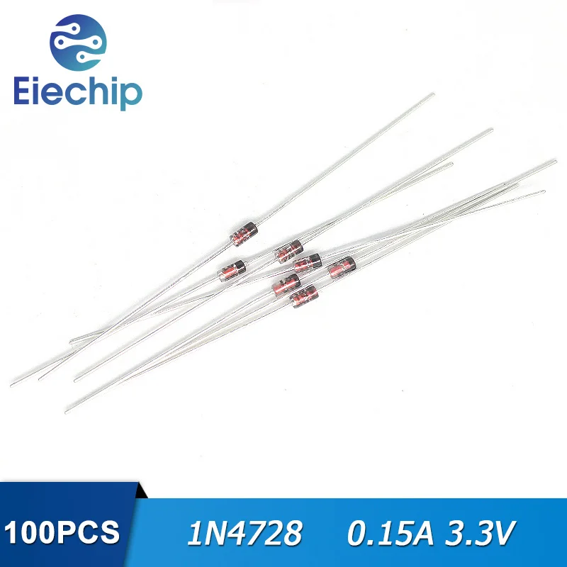 

100PCS 1N4728 IN4728 DO-41 Zener Diode 0.15A 3.3V