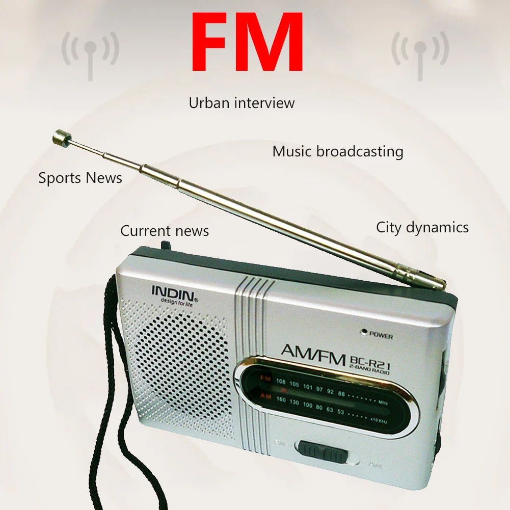 Телескопическая антенна AM FM Полнодиапазонный Портативный радиоприемник плеер с