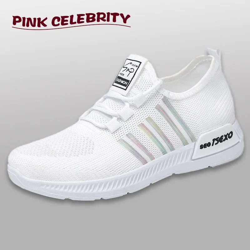 

Women's Sports Shoes Flying Woven Lightweight Soft Sole Lace-Up Casual Net Shoes Breathable Spring Autumn Zapatillas Mujer