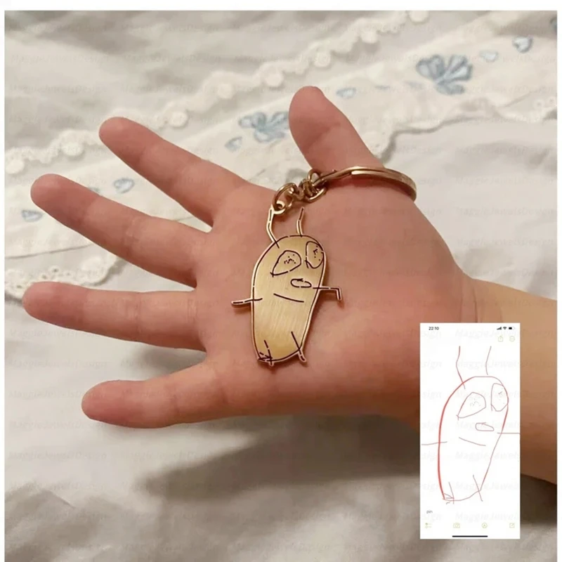 

Custom Kids Drawing Necklace Stainless Stee Personalized Children Artwork Pendant for Kids Mom Family Jewelry Gifts