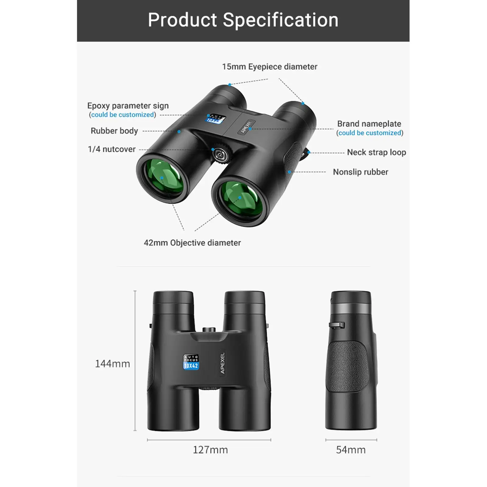 

Powerful Fixed Focus Binoculars Black AutoFocus HD Roof Prism Fmc Telescope for Sports Bird Watching Outdoor Astronomy Adults