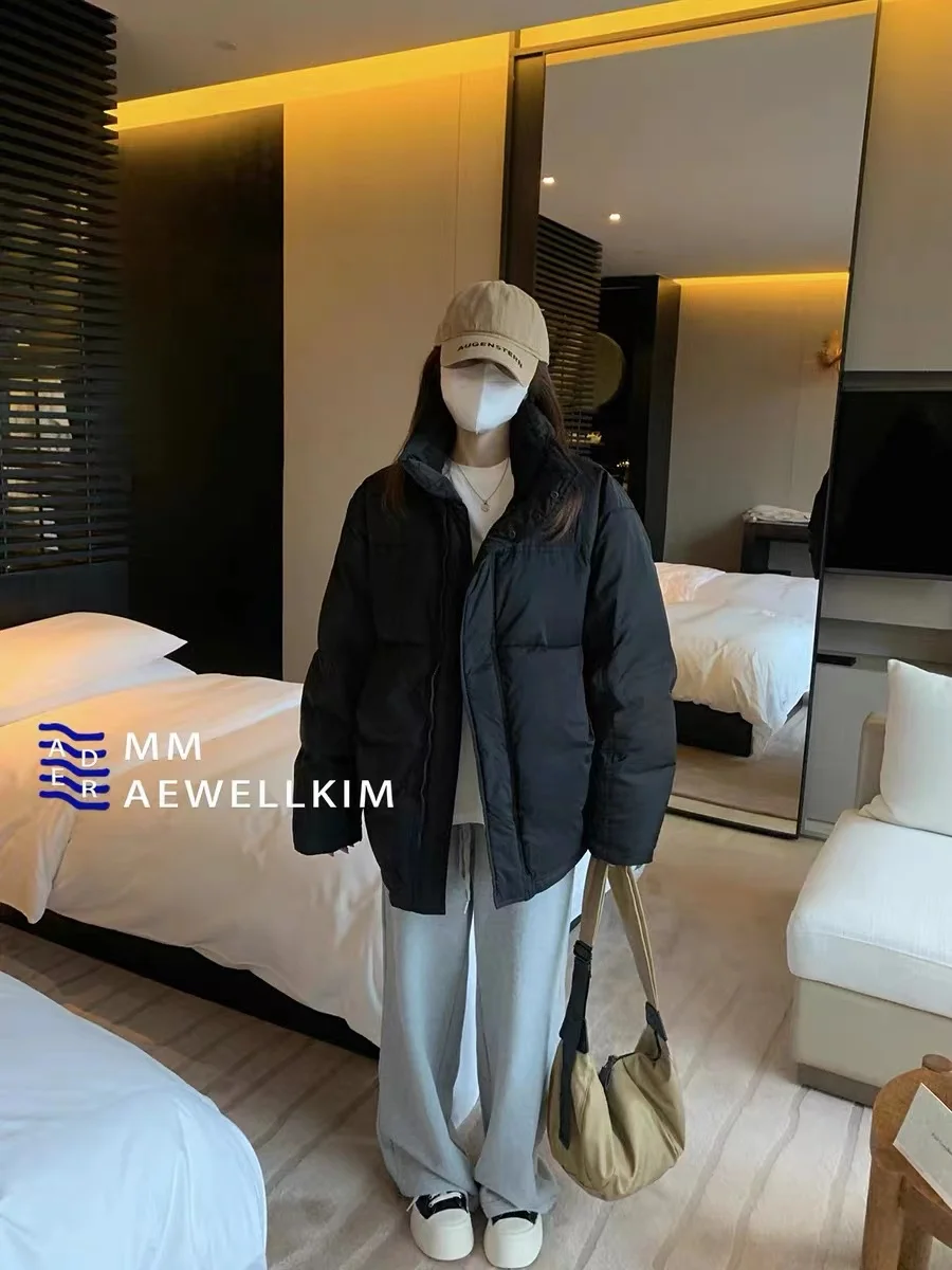 Ader error down jacket men and women's winter color matching stand collar white duck down bread jacket thickened thermal coat