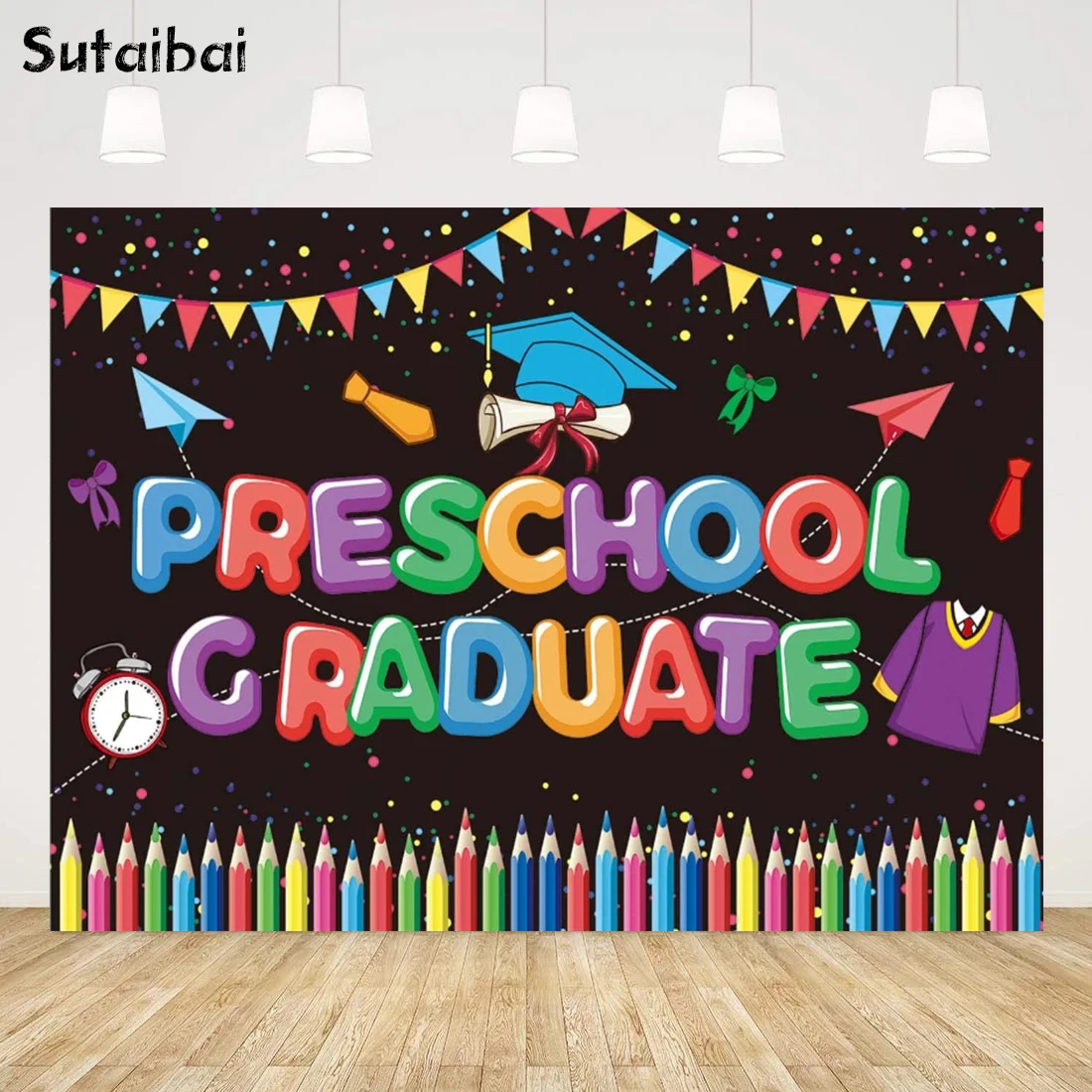 

Preschool Graduate Backdrop Kindergarten Graduation Photography Background for Kids School Prom Party Congrats Grad Decorations