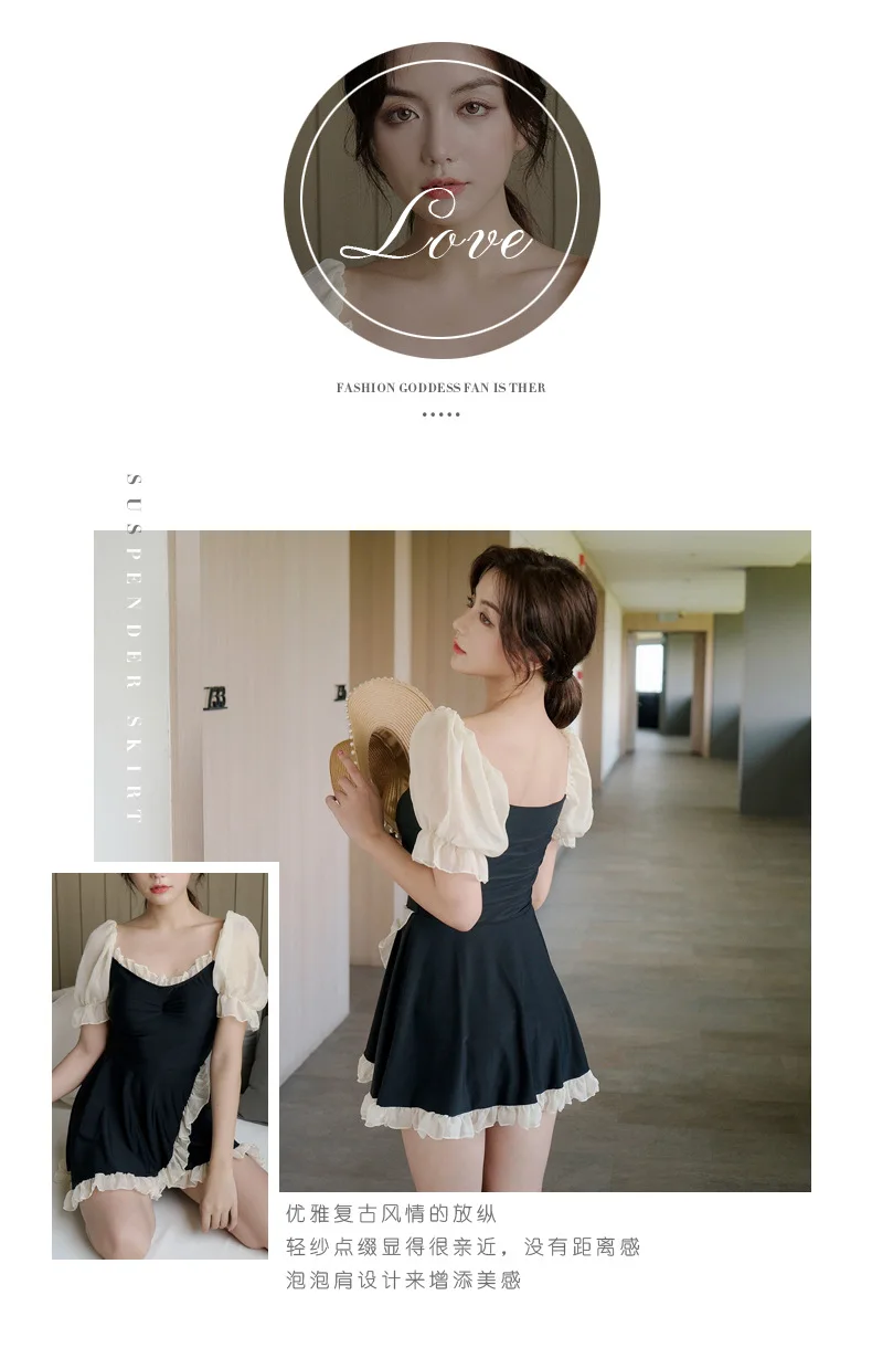 Swimsuit Female Conservative Skirt-style One-piece Boxer One Piece Cover Belly Slimming Hot Spring Hotel Student Style